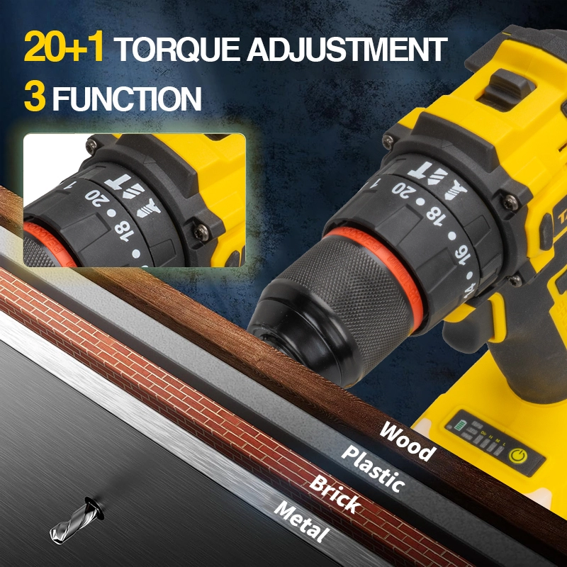 21V สว่านไร้สายไร้แปรงถ่าน 35N.M แรงบิดสูงเปลี่ยนแบตเตอรี่ Power Drill สำหรับ Daily Repair &amp; Renovation